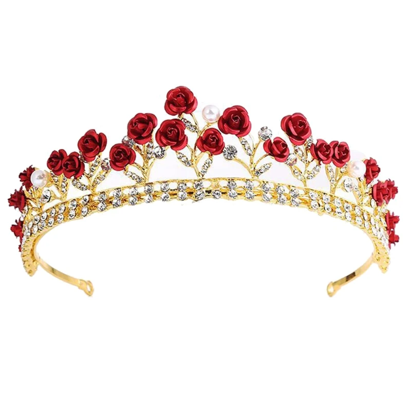 

Диадема Стразы с кристаллами и жемчугом, декоративная диадема с розовыми кристаллами, свадебная корона, блестящие винтажные аксессуары для...