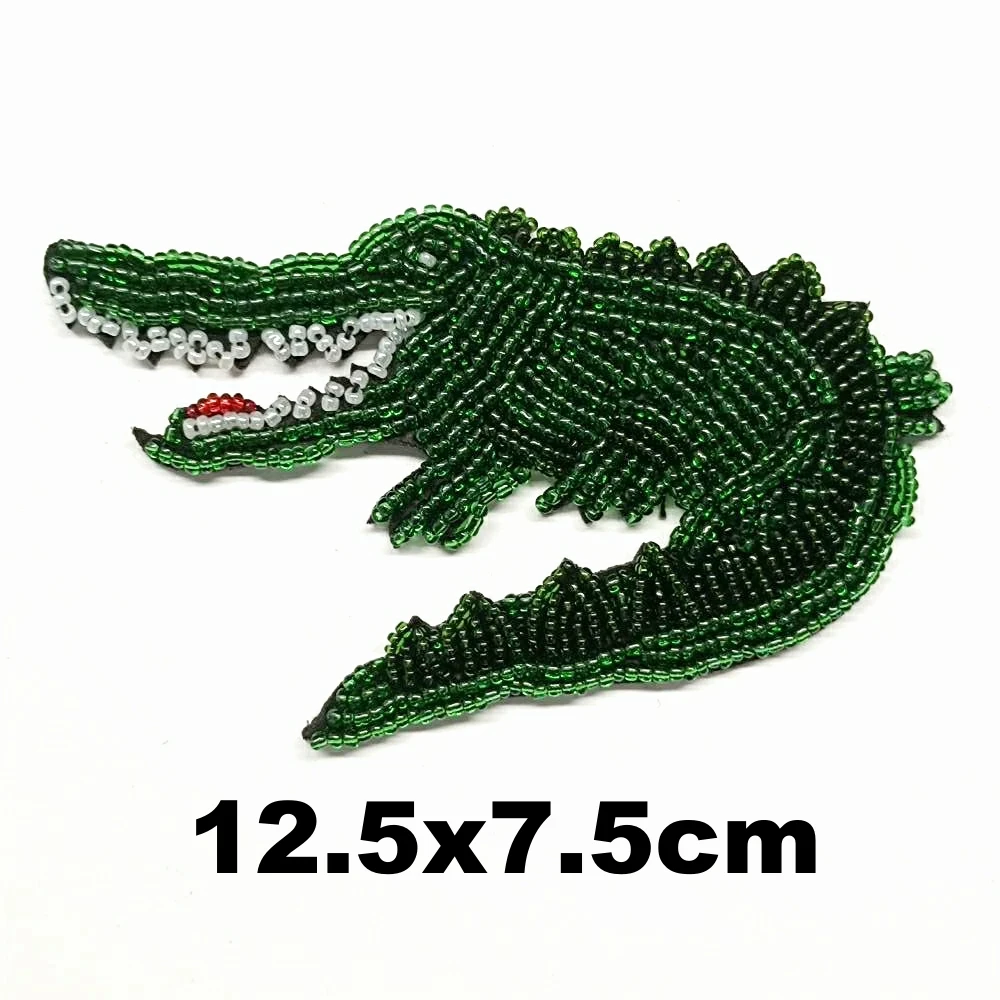 

DIY embroidery beaded crocodile embroideried patches for clothing QR-3285