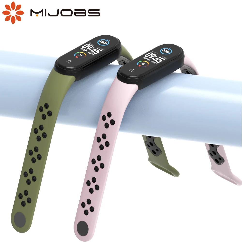 Ремешок силиконовый для смарт-часов Xiaomi Mi Band 5 спортивный браслет пористый