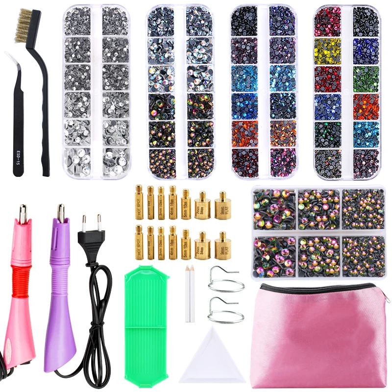 

Hot Sale Hot Fix Rhinestone Set Strass Glass Crystal Hotfix Applicator Iron On Flatback Rhinestones For Garment Decorations