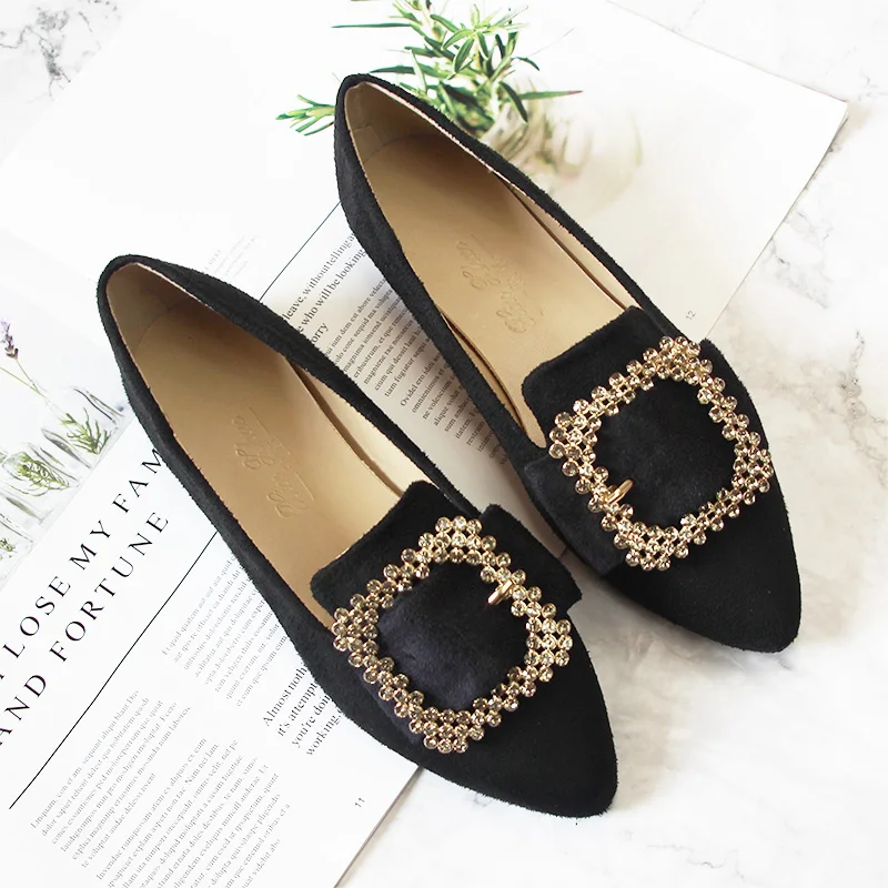 2021 Spring Flats Fashion Pointed Toe Solid Color Office Lady Comfortable Slip On Loafers Women Flat Heel Driving Shoes Casual S