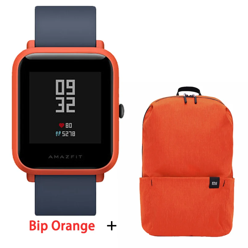 Bip-orange-orangebag Xiaomi huami Amazfit Bip gps Молодежные мужские и женские умные часы 2 Bluetooth пульсометр Huami xiaomi Amazfit Bip Lite pk BIP GTS - Цвет: Bip-orange-orangebag