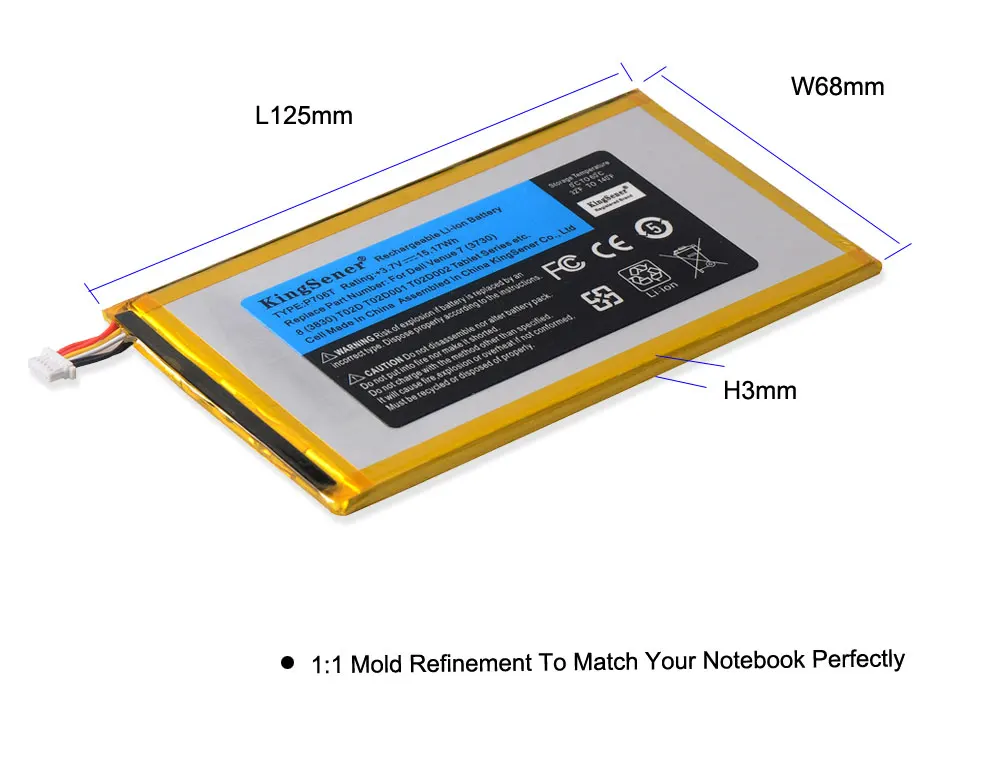 Аккумулятор KingSener P706T для планшета DELL Venue 7 3730 8 3830 T02D T01C T02D002 T02D001 0CJP38 02PDJW 3 В 15 17