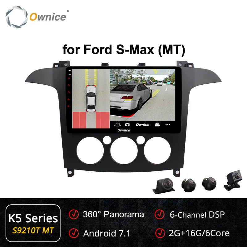 Ownice Android 9,0 DSP 4G LTE SPDIF k3 k5 k6 Автомагнитола для Ford S-Max 2007 2008 Восьмиядерный автомобильный DVD gps Navi плеер 360 панорама - Цвет: S9210-1 K5