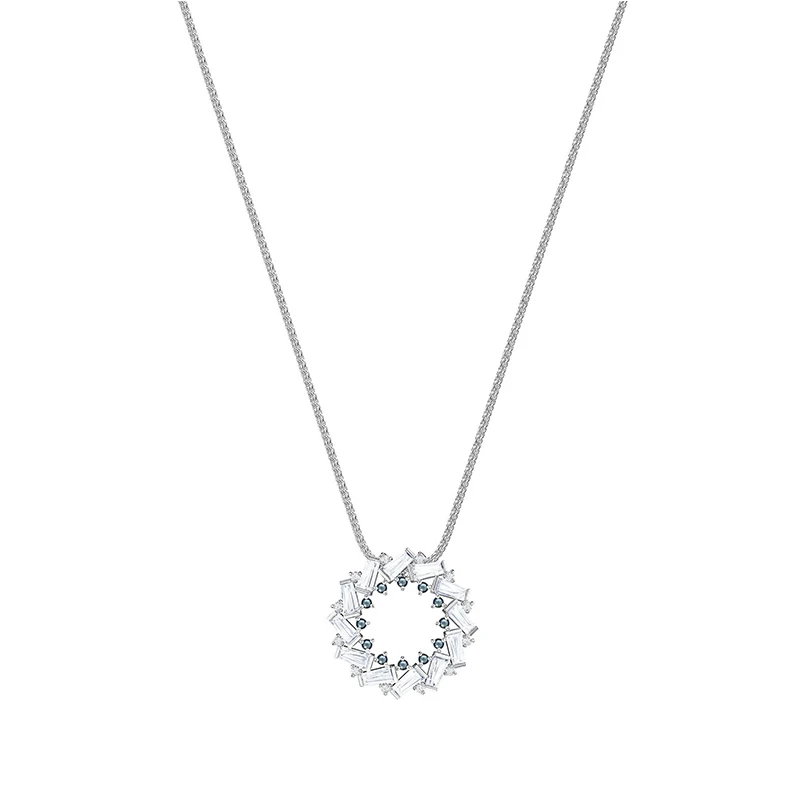 

SWA Fashion New Naeli Pendant Necklace White Blue Rainbow and Rectangular Crystal Female Romantic Jewelry Gift