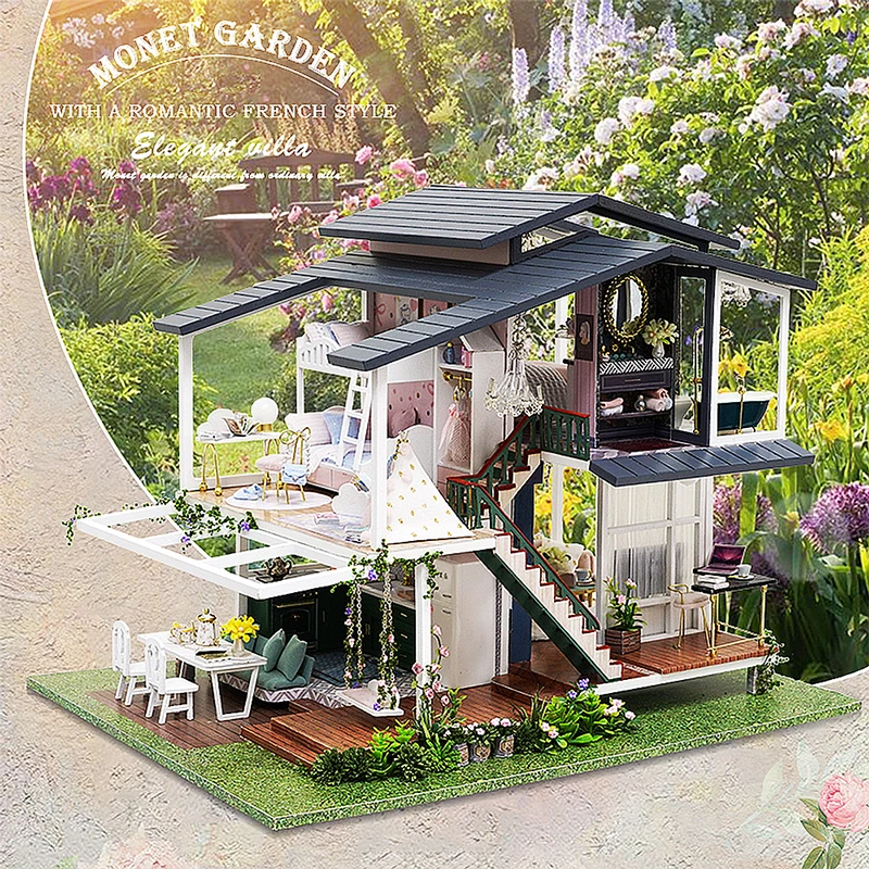 

DIY-KIT DIY Dollhouse Wooden Doll Houses Miniature Doll House Furniture Kit Casa Music Led Toys For Children Birthday Gift A81