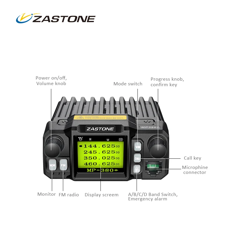 Автомобильная рация ZASTONE Двухдиапазонная HM Mp380 + CB UHF VHF мобильная радиостанция 25