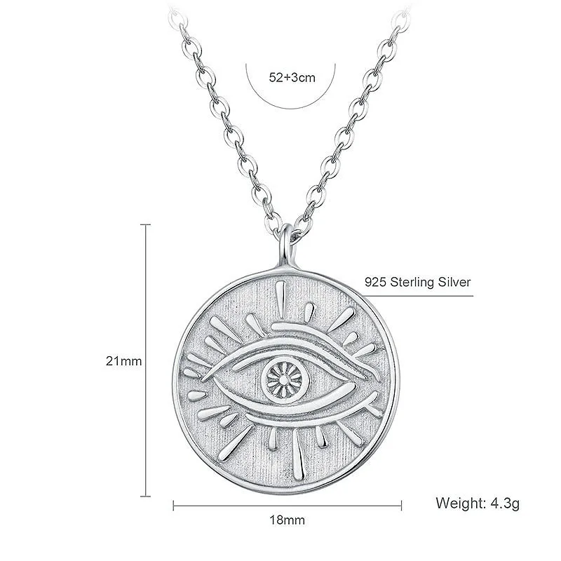 

Flyleaf Round Totem Eyes Relief Necklaces & Pendants Real 925 Sterling Silver Necklace For Women Fashion Chain Fine Jewelry Gift