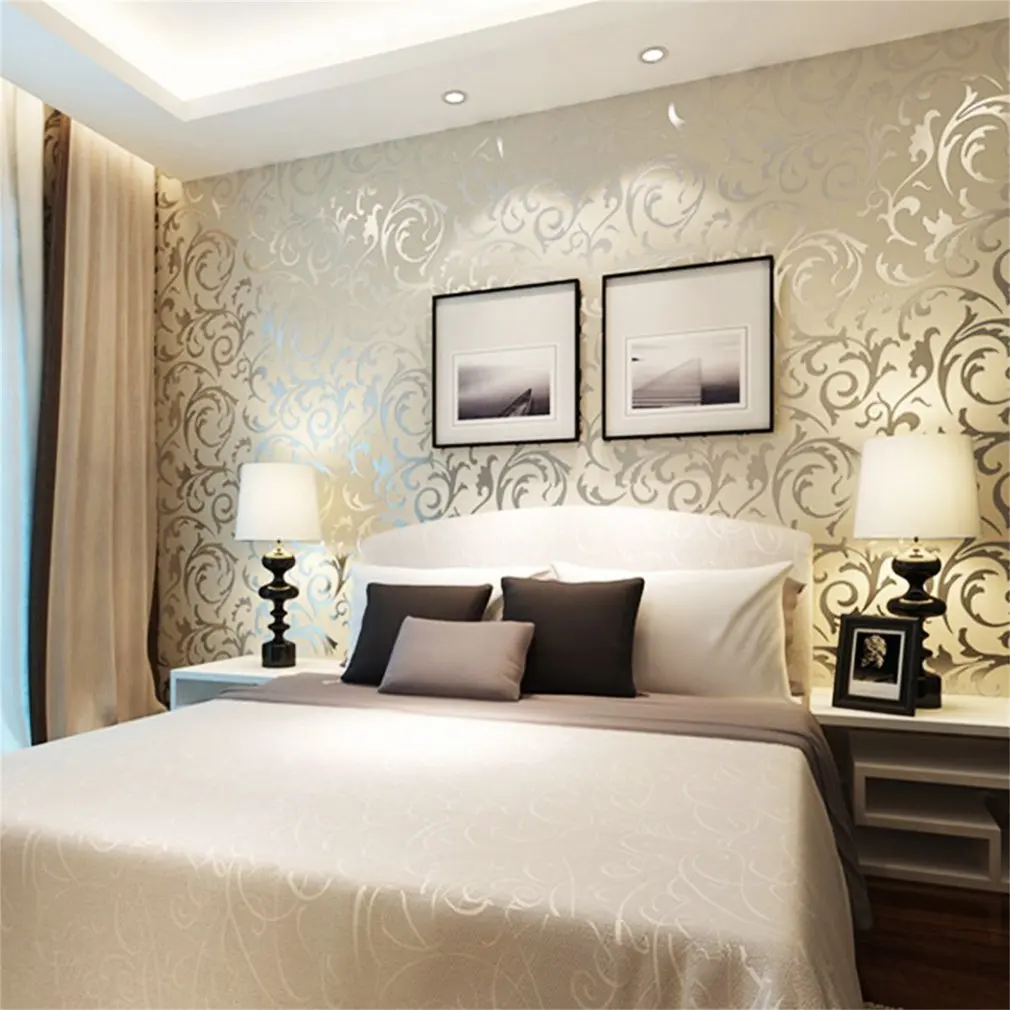 Роскошная Нетканая Дамасская текстурированная рельефная настенная бумага