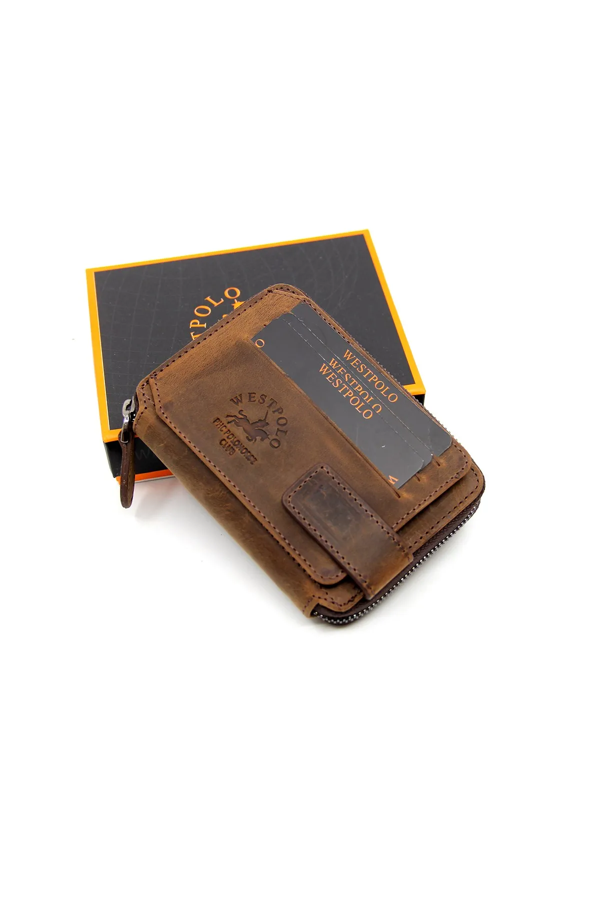 

Brown Crazy Genuine Leather Paper Money Compartment Wallet Card Wallet WPT1795CR