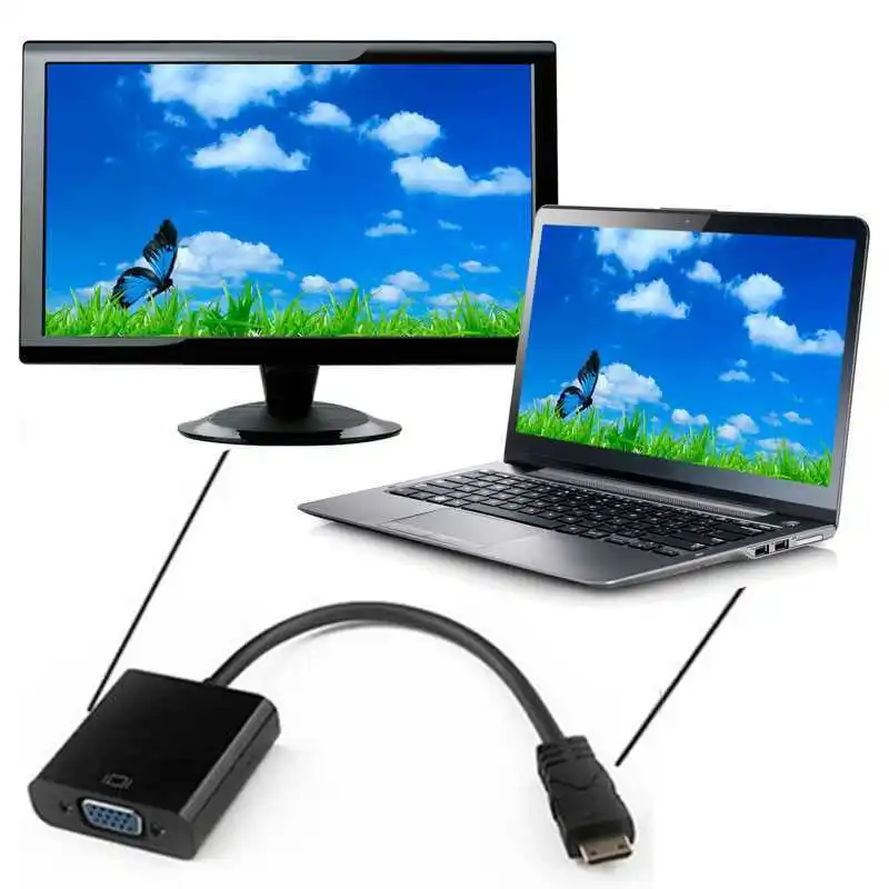 Dhl или ems 100 шт. кабель HDMI-VGA адаптер преобразователь пластиковый пакет белый и