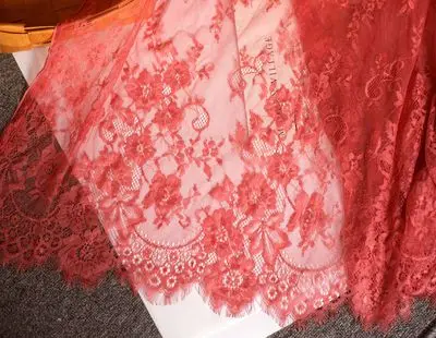 watermelon red 3 м/лот классический дизайн нейлоновое платье ресницы кружевной отделкой мягкий черный белый красный розовый темно-синий французский двусторонний Шантильи кружевная ткань 70 см - Цвет: watermelon red