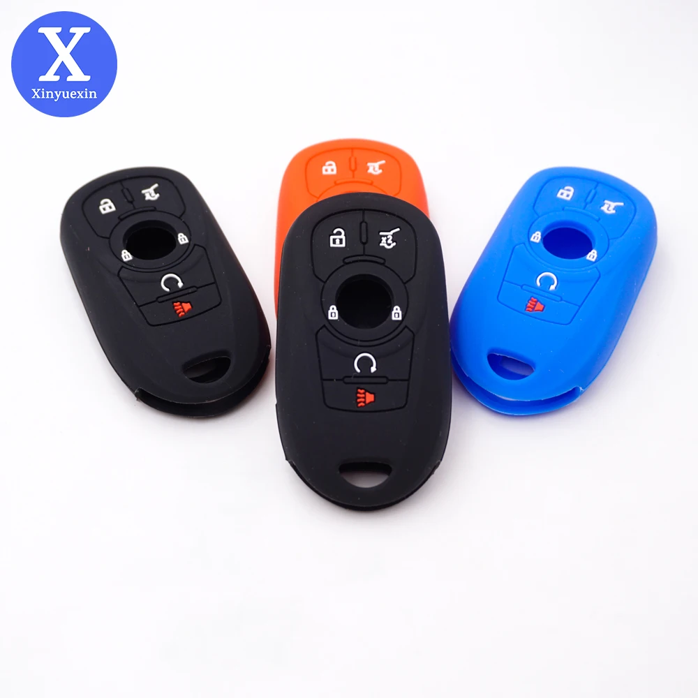 

Xinyuexin Smart Car Key Case for Buick Verano Regal Lacross Encore Envision Enclave Silicone Key Case for Car 2017-2019 5Button