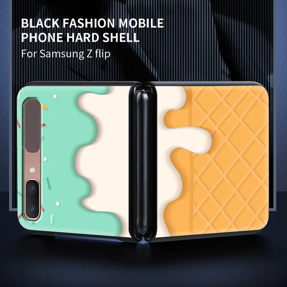 

Case For Samsung Galaxy Z flip Case Protective Shell Shockproof Hard Cover Smartphone Accessories Funda ce Cream