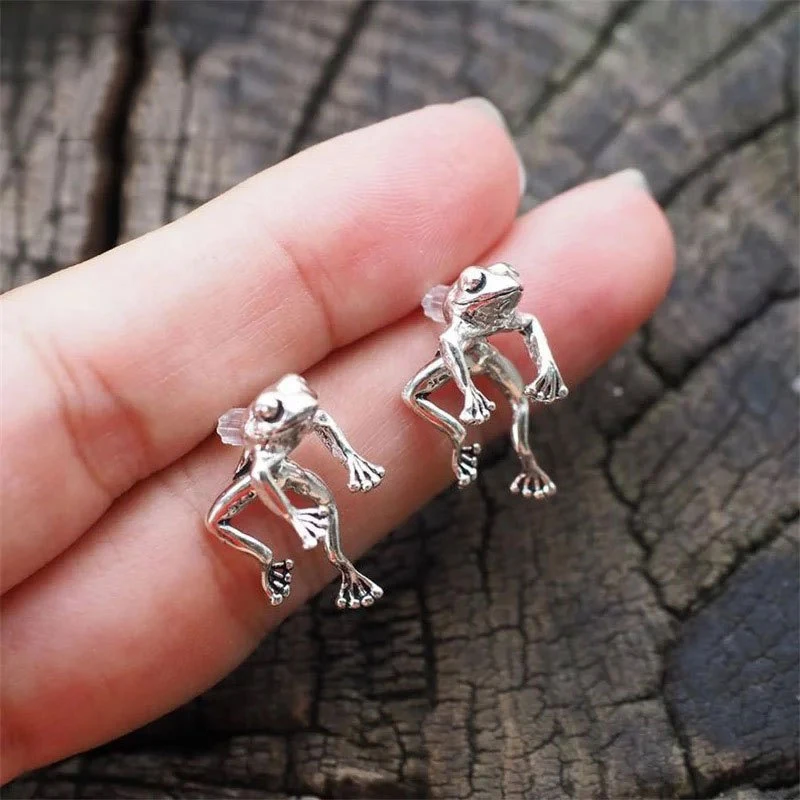 

2021 new retro funny frog earrings Women's earrings pendientes acero inoxidable mujer новогодние сережки Christmas decoration עג