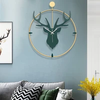 fashion household deer head wall clock nordic decorative mute clock deer head statue wall hanging clock