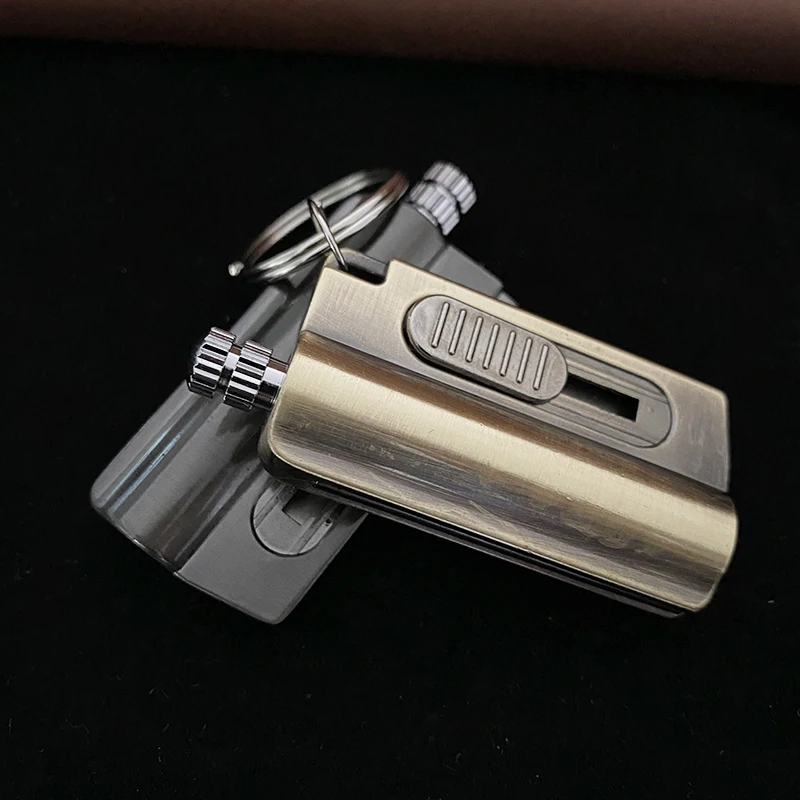 

Permanent Match Lighter With Knife Outdoor Waterproof Metal Gasoline Keychain Flint Lighter Fire Starter Survival Tool Gadgets