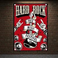 hard rock heavy metal music banners flags tapestry band posters hd canvas printing art tapestry mural wall decoration gift u1