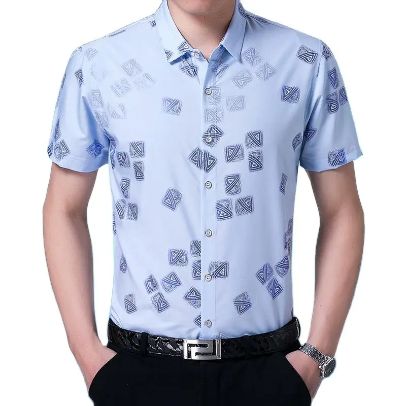 Рубашка мужская с коротким рукавом Повседневная Свободная блуза в клетку