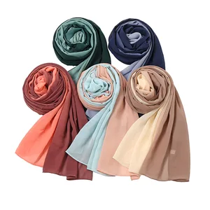 Fashion Ombre Gradient Bubble Chiffon Instant Hijab Shawl Lady High Quality Wrap Beach Cover-up Bufa in Pakistan