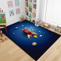 cartoon rocket astronaut 3d carpet kids room space flannel sponge floor mat teen room rug cute crawling play mat bedside carpet