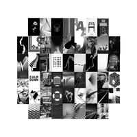 50pcs old style black white photo collage kit wall decor aesthetic posters postcard art prints for boys girls bedroom decoration