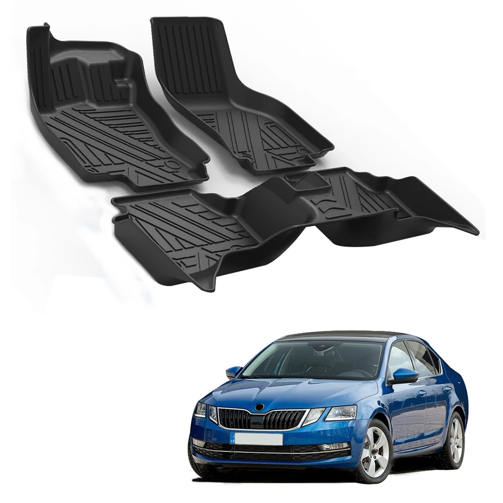 

Fully Surrounded Foot Pad For Skoda Octavia 2015 2016 2017-2020 Car Waterproof Non-Slip Rubber Floor Mat TPE Car Accessories