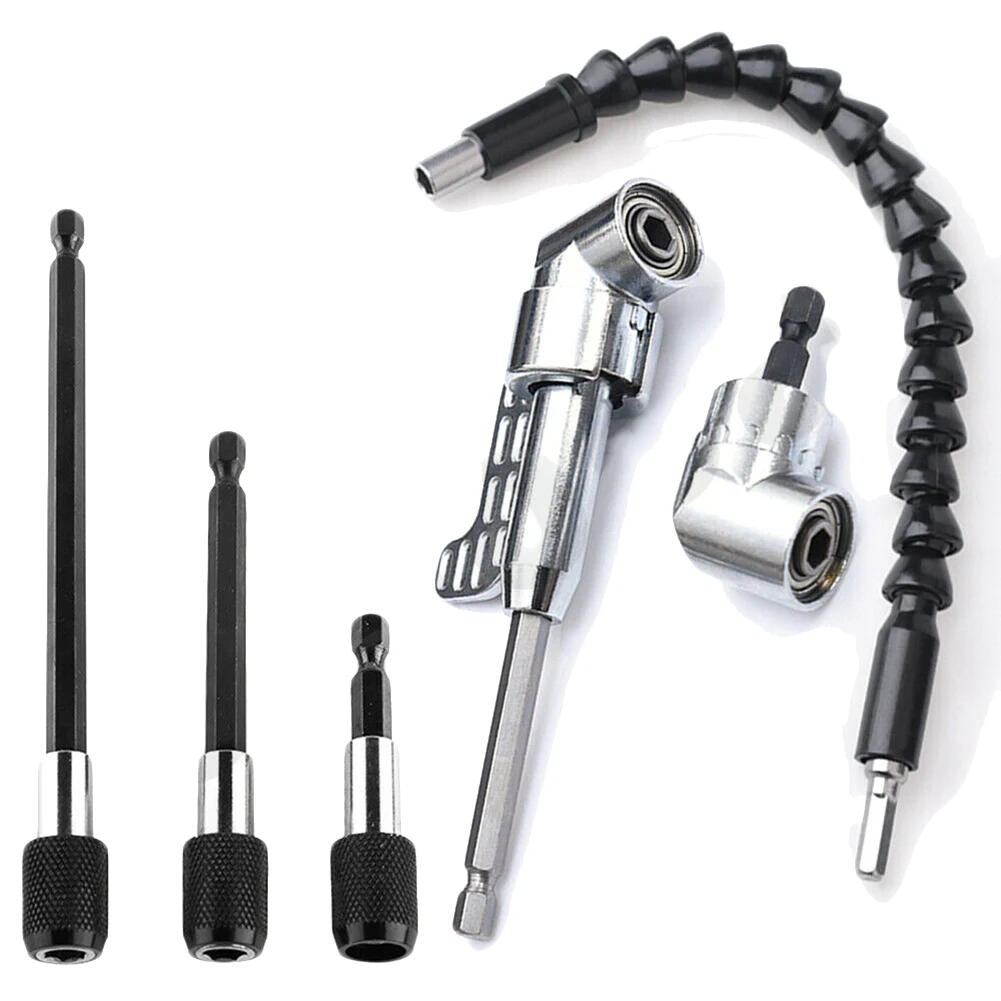 

9Pcs/Set 60/100/150mm Hex Bit 105 Degree Right Angle Extension Drill Adapter Attachment Impact Driver Extension Drill Adapter