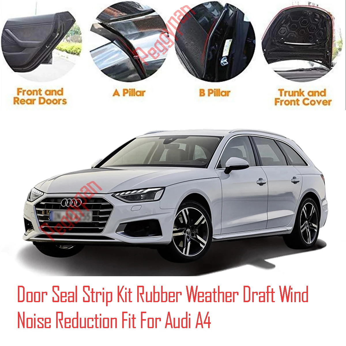 Door Seal Strip Kit Self Adhesive Window Engine Cover Soundproof Rubber Weather Draft Wind Noise Reduction Fit For Audi A4