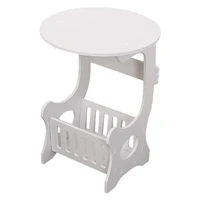 new mini plastic round coffee tea table home living room storage rack bedside table white