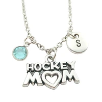 hockey mom creative initial letter monogram birthstone necklace fashion jewelry women christmas gifts accessories pendants