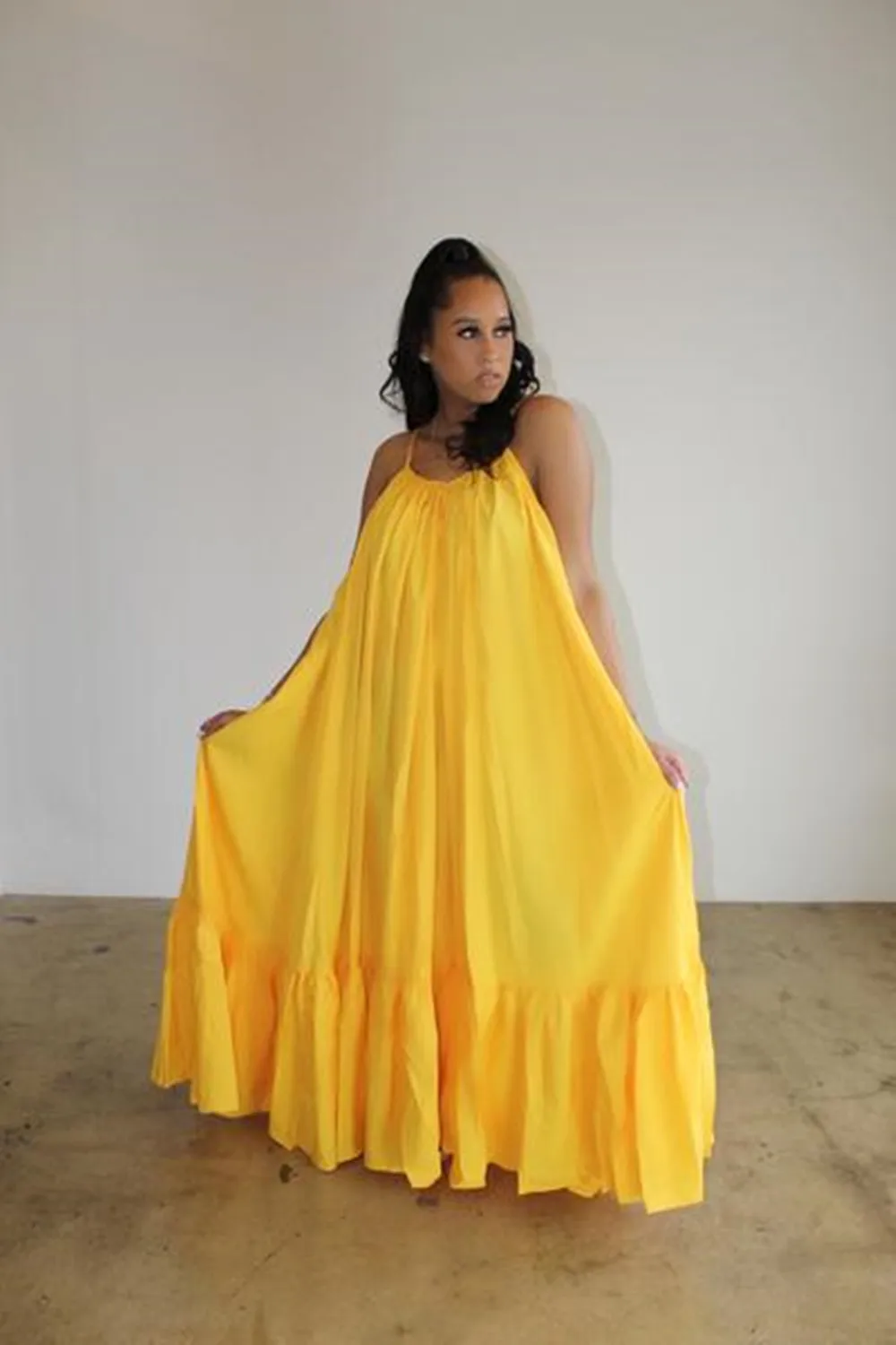 

2021 Summer loose sleeveless long skirt big swing sexy suspender dress long dress wit big