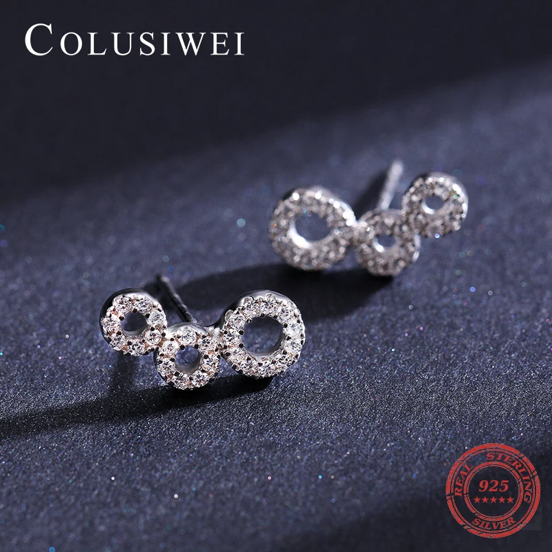 Colusiwei Горячая Мода 925 стерлингового серебра стекируемые геометрические серьги