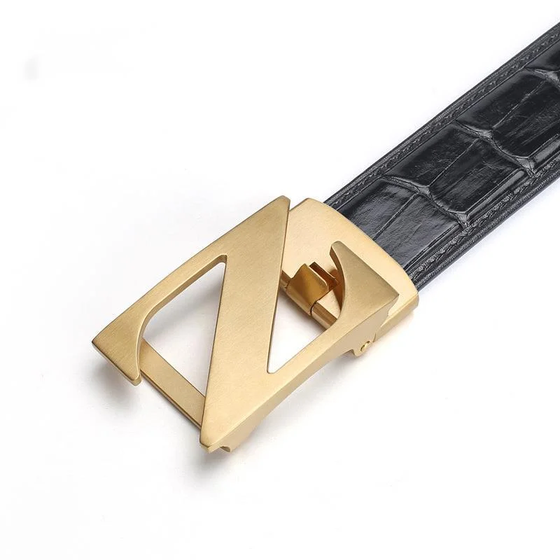 

Crocodile Men Belt Dress Silver Genuine Leather Men's Suit Business Leisure Automatic Buckle Luxury Holographic Belts For Women