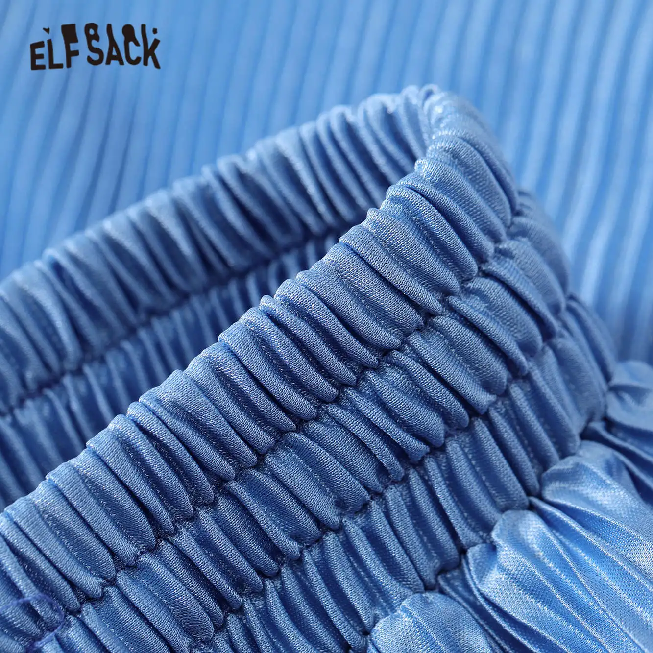 ELFSACK Solid Pure High Waist Straight Casual Minimalist Women Pants 2021 Summer Drawstring Korean Ladies Daily Basic Trouser