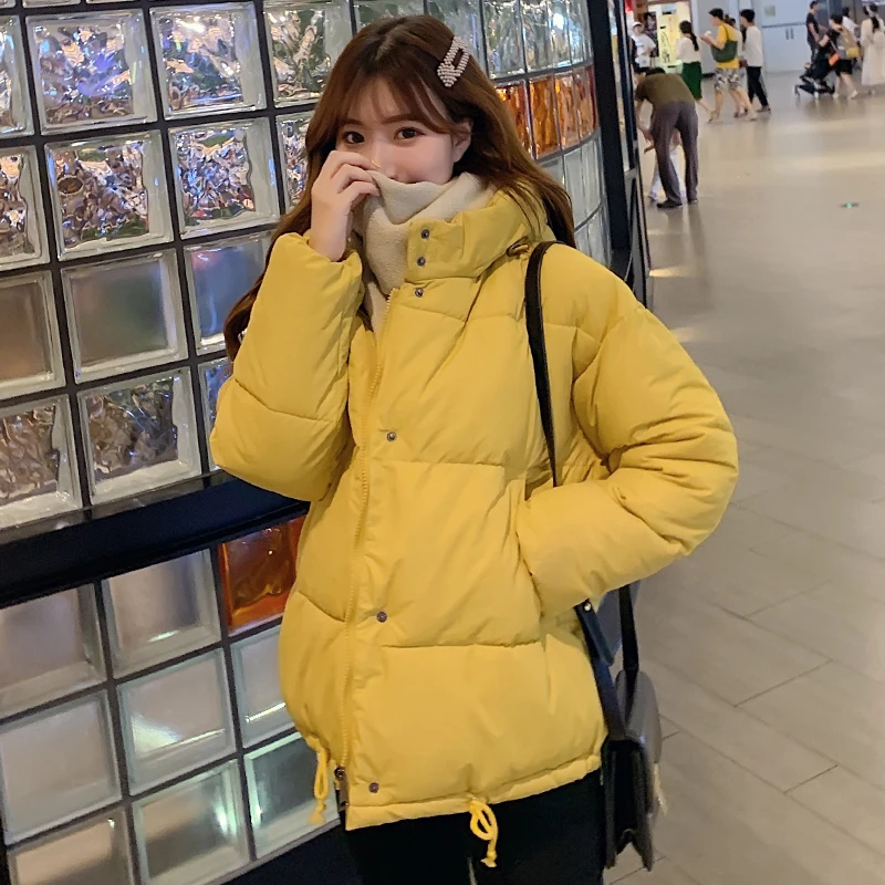 Женская короткая куртка с капюшоном парка со стоячим воротником Осеннее теплое