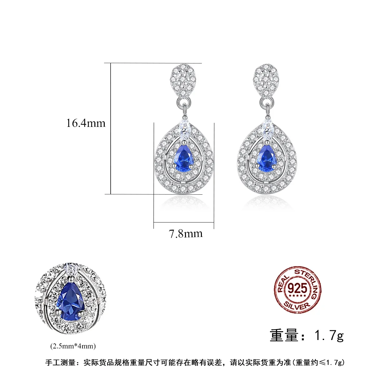 

DI-119 S925 sterling silver earrings raindrop earrings ladies earrings Japanese and Korean style gifts for girlfriend