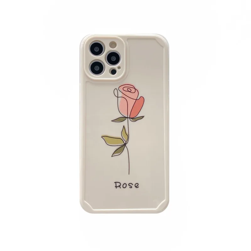 

Leaf rose photo frame soft silicone phone case for iPhone11 12Pro Max mini X XR XS XSMax 8 7PluS anti-drop protective back cover