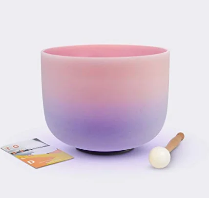 TOPFUND F розово фиолетовый цветной матовый Чакра кварцевый Поющая чаша