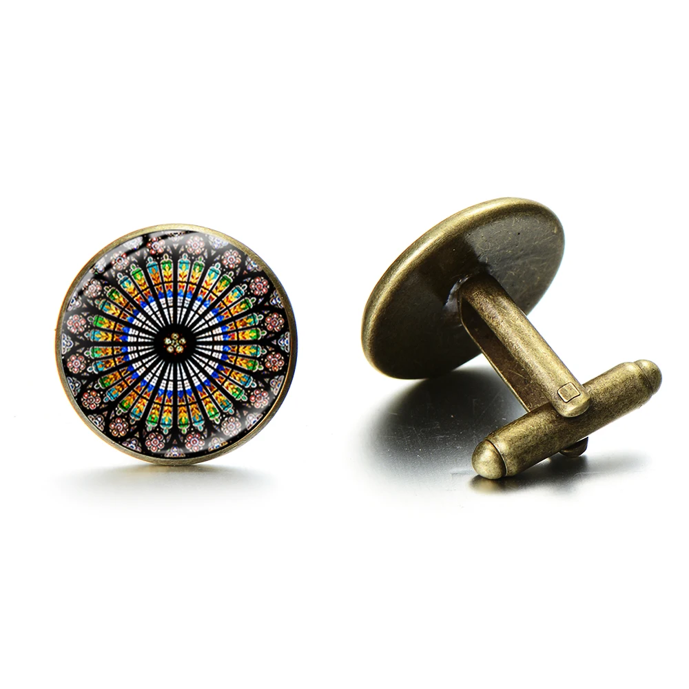 SONGDA Роза окна цветное изображение стеклянные запонки кабошон Notre Dame De Paris сувенир