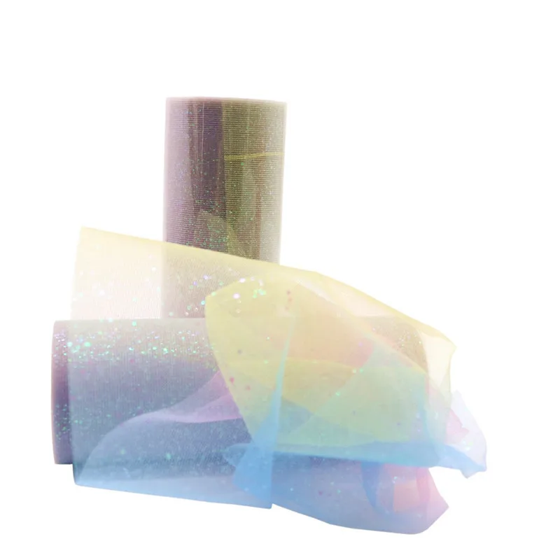 10 Yds Радужная блестящая фатиновая Ткань DIY ремесло пояс для детского душа