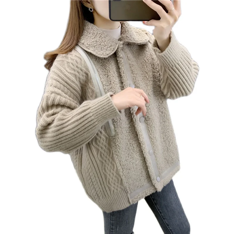 

Room 191291 on 2 lines 3 make pure color imitated mink zipper knitted cardigan 92