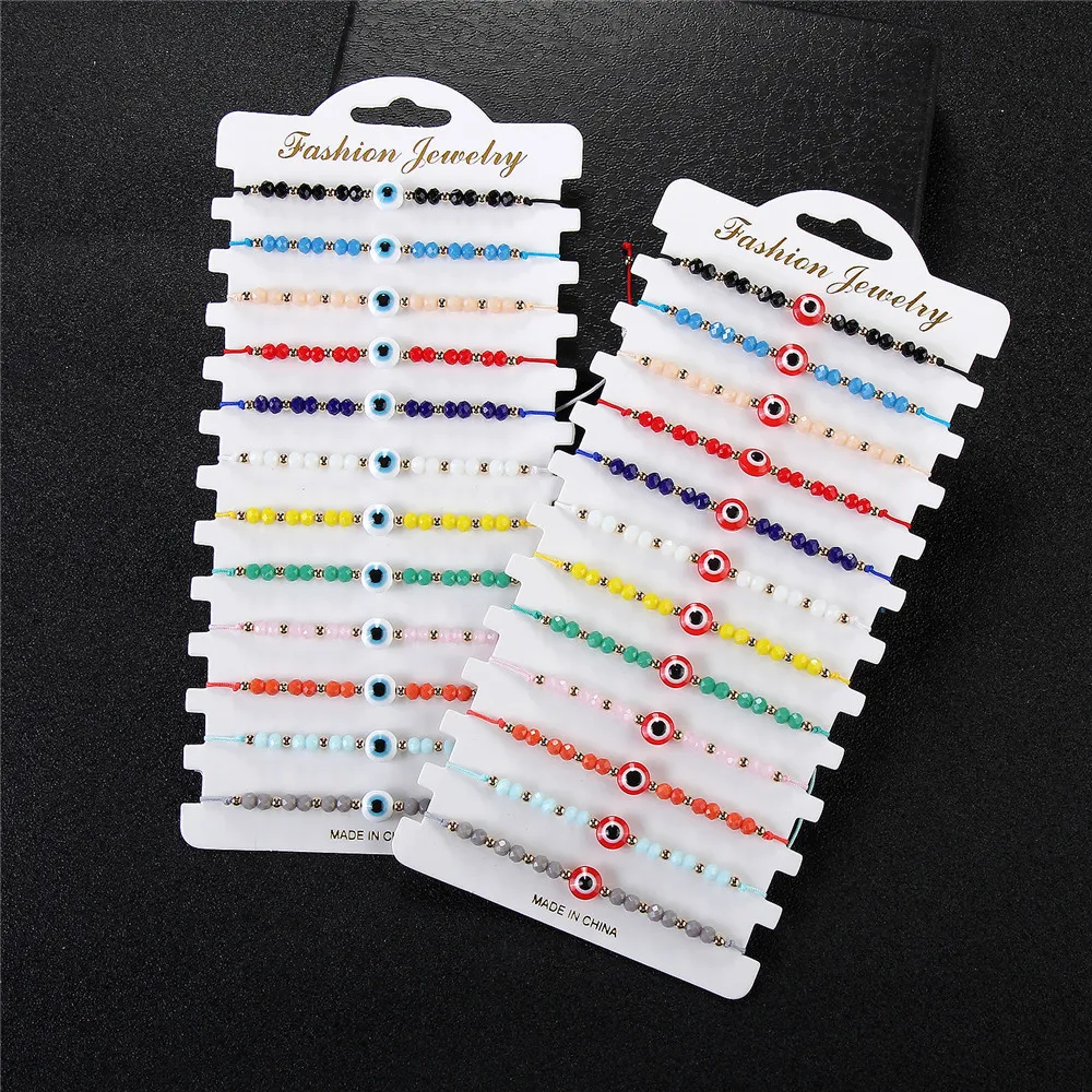 12 шт./компл. белый красный сглаза амулеты браслет набор красочные ручной работы