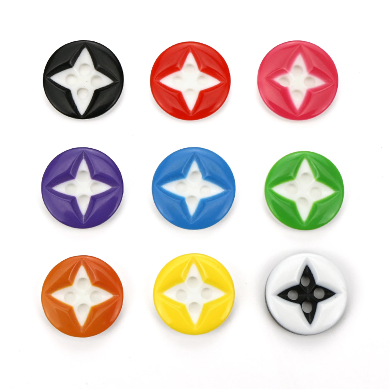 

Цветная лазерная пуговица рубашки с четырьмя лепестками цветная смола для детей и женщин