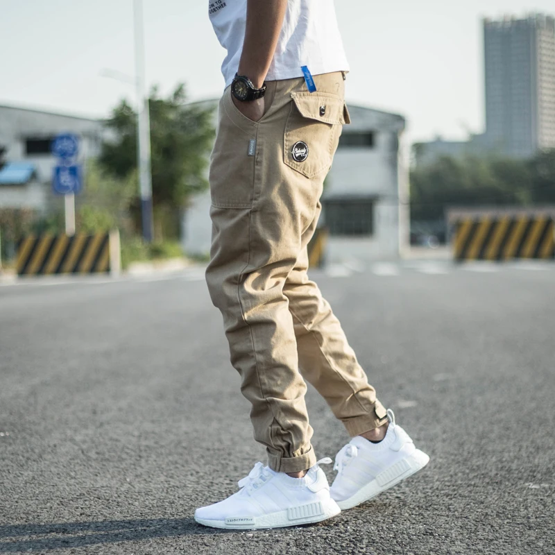 Korean Style Fashion Men Jeans Slim Fit Embroidery Designer Casual Cargo Pants Men Overalls Streetwear Hip Hop Joggers Trousers