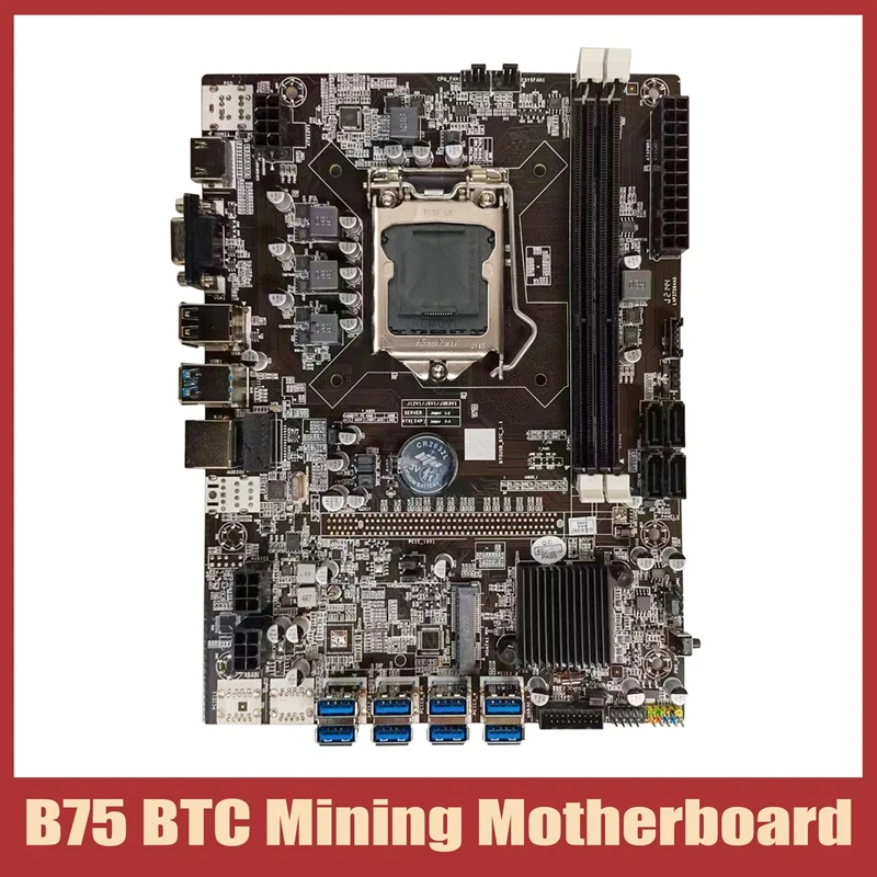 

Материнская плата для майнинга B75, LGA1155 8xpcie USB адаптер, поддержка 2XDDR3 MSATA SATA3.0 B75 USB BTC, материнская плата для майнинга