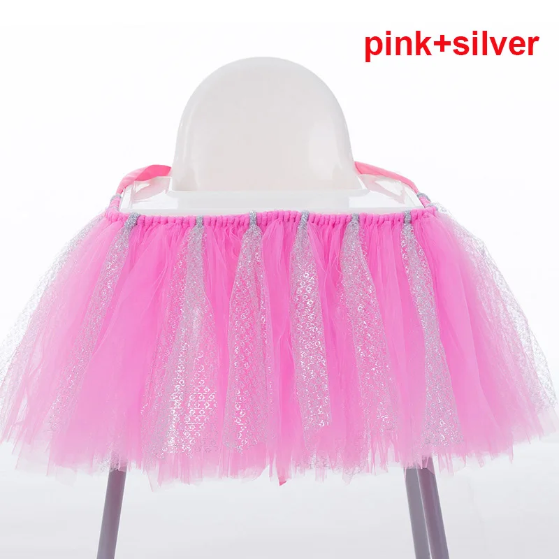 pink silver Декоративная пачка для детского душа, фатиновая накидка на стул для мальчиков и девочек, милые вечерние скатерти, романтическая юбка на день рождения - Цвет: pink silver