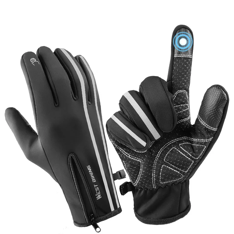 

Reflective Sport Gloves Winter Thermal Fleece Gloves Touch Screen Outdoor Skiing Motorcycle MTB Cycling Equipment