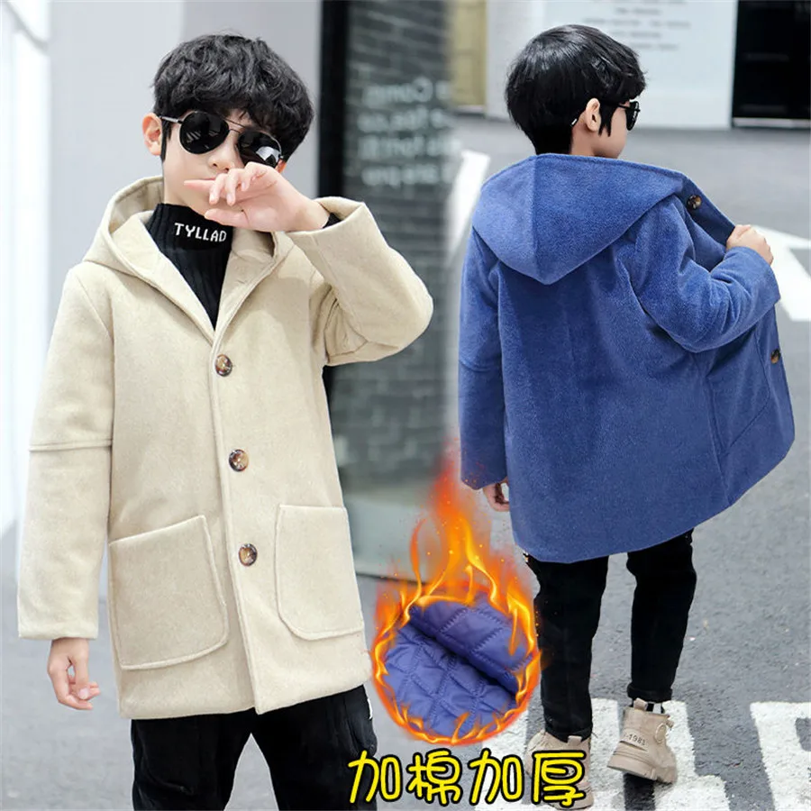 

New 2020 Fashion lattice high quality Children Woolen Coat for Boys Hot Autumn Winter Fashion Buttons Kids Clothes Woolen coat