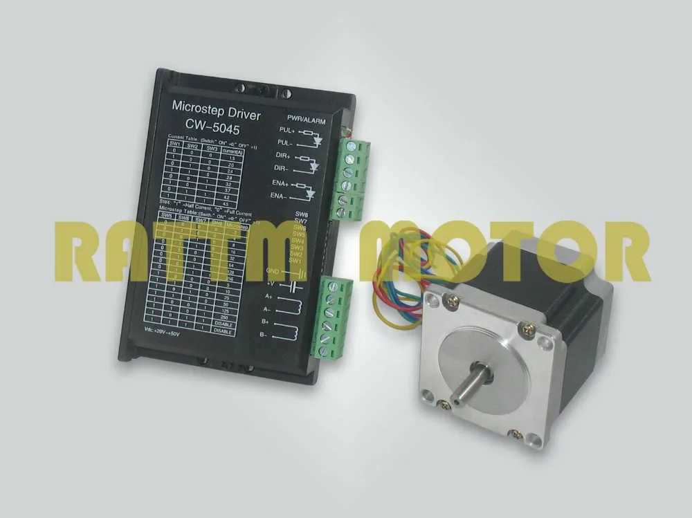 

NEMA23 stepper motor 165 oz-in/2.5A & driver with 256 microstep and 4.5A 50V current